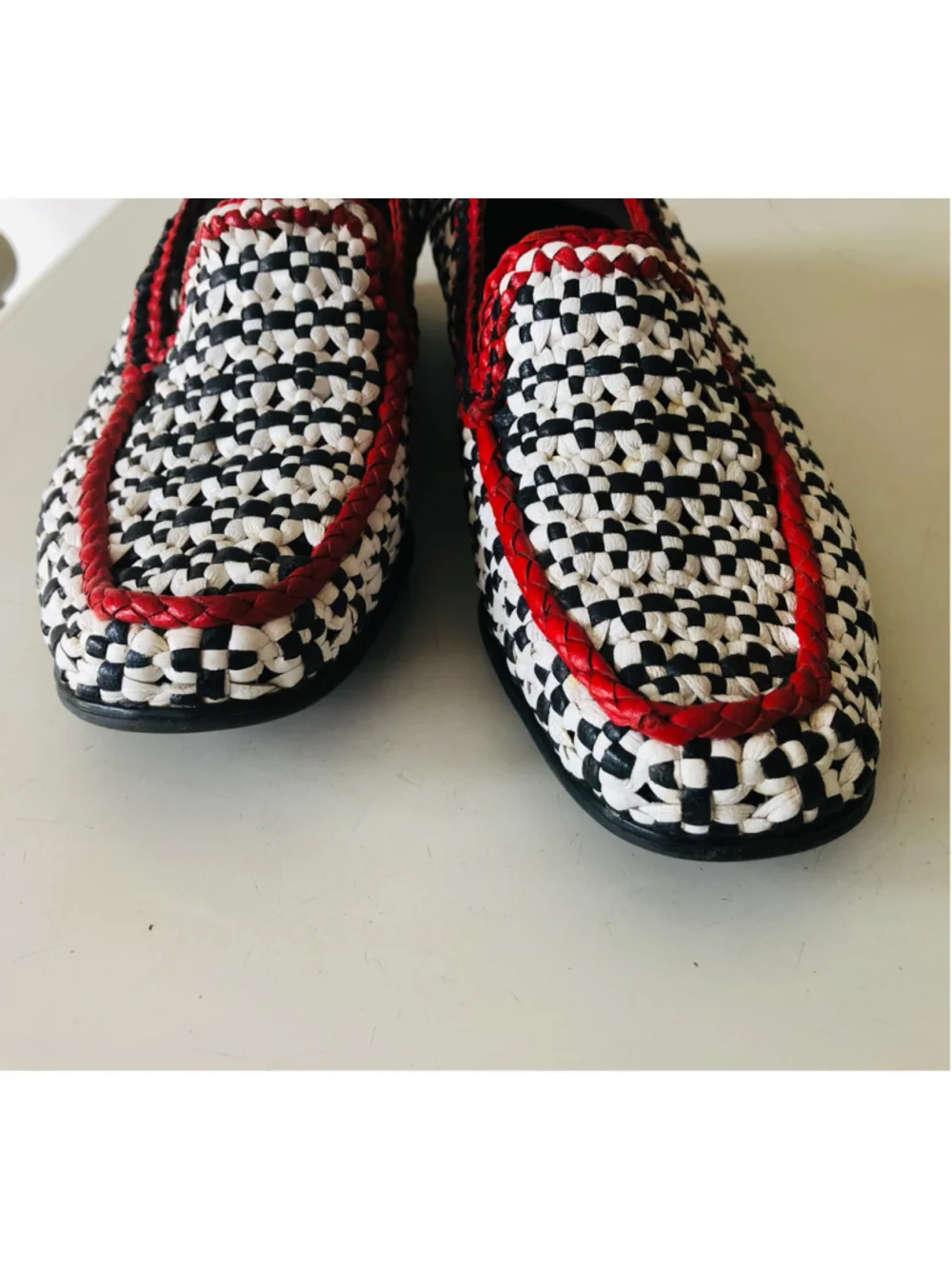 ARA Luftpolster Slip On Loafers Woven Leather US Size 6.5 Rare Vintage Artisanal